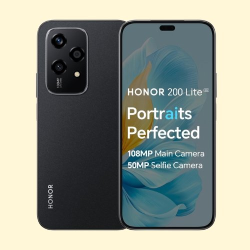 101 HONOR 200 Lite, 5G Dual SIM, 12GB RAM + 256GB ROM, 6,7” Anti-Drop AMOLED Display, 108MP Triple Rear Camera, Midnight Black - International Version - Image 1