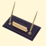 14-Piece Leather Desk Organizer Set, 49x34 cm Desk Pad, Double Document Tray, Pen Holder, Business Card Holder, Phone Stand, Black with Gold Accents - Image 5