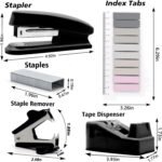 Black Desk Accessories Set - Office Supplies, Stapler and Tape Dispenser Kit - Gift for Students, Women, Coworkers, Boss Lady, Office Clerks - Image 3
