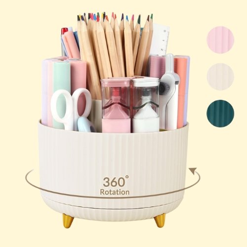 149 - Copy SKYDUE 360 Degree Rotating Desk Organizer, Dual-Purpose Pencil Pen Holder for Desk, Rotating Desk Pen Organizer with 5 Slots, Art Supply, Pencil Cup for Office, School, Home - Image 1