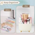SKYDUE 360 Degree Rotating Desk Organizer, Dual-Purpose Pencil Pen Holder for Desk, Rotating Desk Pen Organizer with 5 Slots, Art Supply, Pencil Cup for Office, School, Home - Image 2