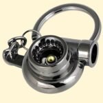 Pack-1 Car Polished Turbo Keychain, Ring Rotating Key Ring, DIY Small Toys for Car Key Decoration (Black)