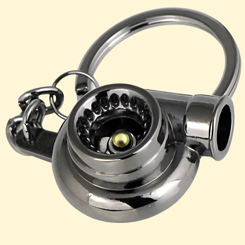 169 Pack-1 Car Polished Turbo Keychain, Ring Rotating Key Ring, DIY Small Toys for Car Key Decoration (Black) - Image 1
