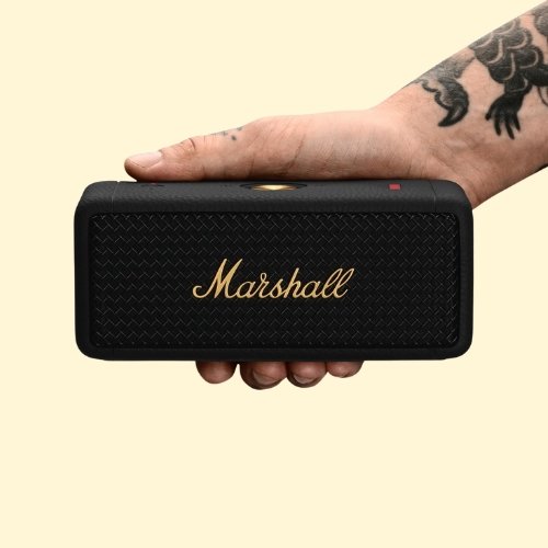 190 Marshall Emberton II Portable Bluetooth Speakers - Water Resistant Wireless Speakers Portable Speaker 30+ Hour of Playtime - Black and Brass - Image 1