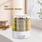 PIOJNYEN Grain Dispenser, 360° Rotating Grain Storage Food Dispenser with Lid Moisture Resistant Household, Upgrade 6 Compartment Rotating Rice Dispenser Storage Container for Small Grains, Beans - Image 4