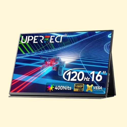 229 UPERFECT 16” Portable Gaming Monitor | 120HZ, HDR | 400Nits |1080P IPS | Ultra-Slim & Lightweight | Travel External Second Screen for Laptop, PC, Game Console - Image 1