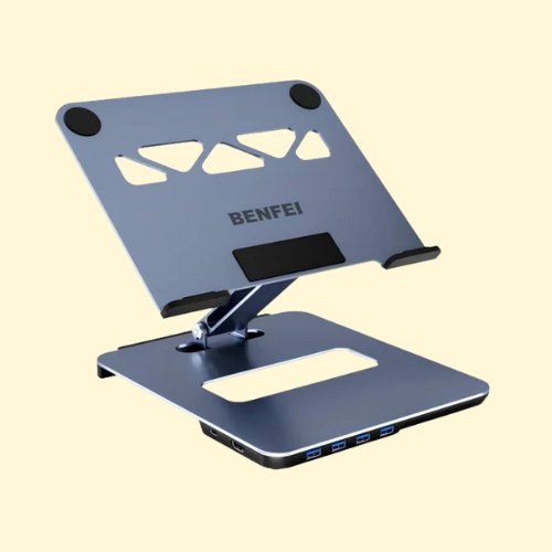 LMTR-17 BENFEI Laptop Stand with USB C 6in1 Docking Station, HDMI 4K@60Hz, 4*USB3.0, 100W PD - Image 1