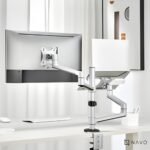 Navodesk Control Monitor Arm Model L with Laptop Tray - Dual Monitor Stand for 17" to 32" Screens & 11.6" to 17.3" Laptops - Ergonomic and Space-Saving Design, Silver - Image 2