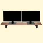 Moodular Wooden Monitor Stand 45.6” (116cm) Large Desk Organizer with Metal Slide Rails, Walnut