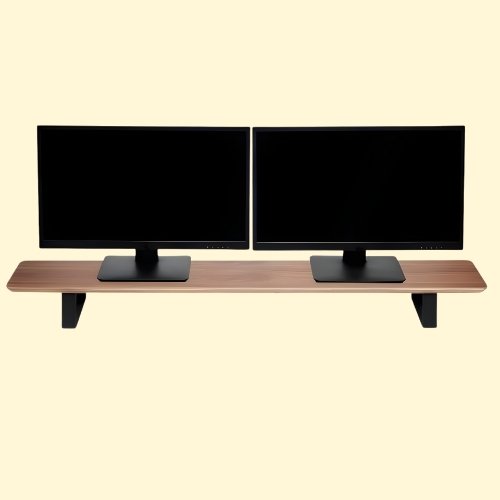 Moodular Wooden Monitor Stand 45.6” (116cm) Large Desk Organizer with Metal Slide Rails, Walnut