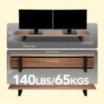 Moodular Wooden Monitor Stand 45.6” (116cm) Large Desk Organizer with Metal Slide Rails, Walnut - Image 3