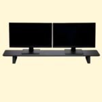 Moodular Wooden Monitor Stand 45.6” (116cm) Large Desk Organizer with Metal Slide Rails, Black