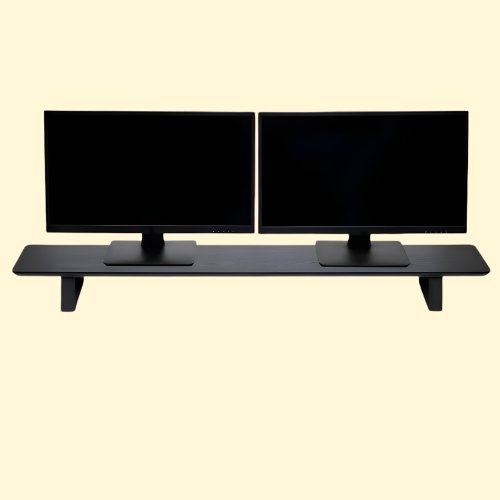 LMTR50 Moodular Wooden Monitor Stand 45.6” (116cm) Large Desk Organizer with Metal Slide Rails, Black - Image 1
