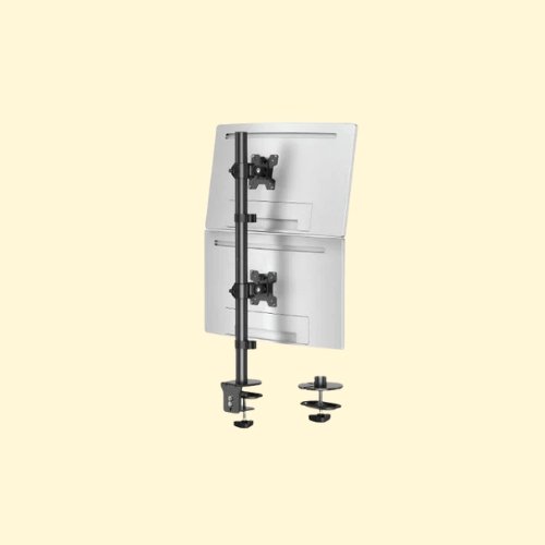 LMTR63 MOUNTUP Dual Monitor Stand Stacked, Vertical Stacked Monitor Mount for 2 Max 32 inch Screens, Computer Monitor Desk Mount with Height Adjustable, Swivel, Tilt, VESA Bracket with C-Clamp & Grommet Base - Image 1