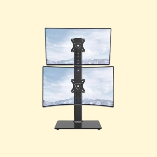 LMTR66 MOUNTUP Vertical Dual Monitor Stand, Stack Two Screens up to 32 inches, 33 Lbs, Free-Standing Monitor Desk Mount, Monitor Riser with Swivel, Tilt, Height Adjustable - Image 1