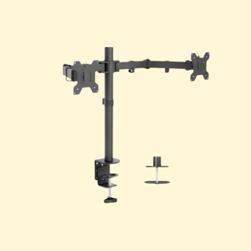 LMTR78 Vivo Heavy Duty Dual Monitor Desk Mount, Fully Adjustable Stand -V002, fits 2 LCD/LED Screens up to 30in. - Black - Image 1