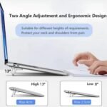 2PCS Zinc Alloy Mini Foldable Laptop Stand, Portable with Adjustable Angles, Self-Adhesive Invisible Notebook Stand (Black) - Image 3