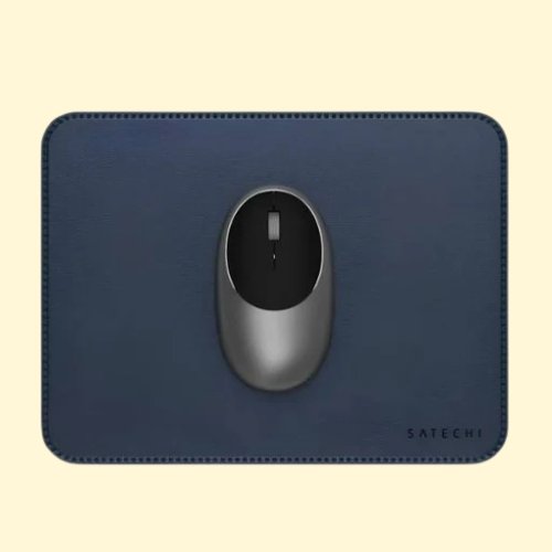 MMP22 Satechi Vegan Leather Mouse Pad - Scratch and Water Resistant, For Office and Home, 25 cm x 19 cm x 0.36 cm – Blue - Image 1