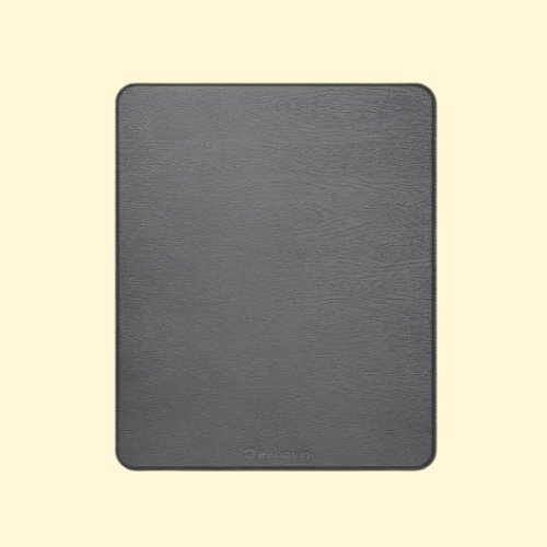 MMP24 EXCOVIP Hard Mouse Pad, Ultra Thin Wood-Textured PU Leather and Waterproof Non-Slip Rubber Base Mouse pad, Grey - Image 1
