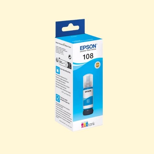eti81 Epson 108 Ecotank Cyan Ink Bottle 70ml - Image 1