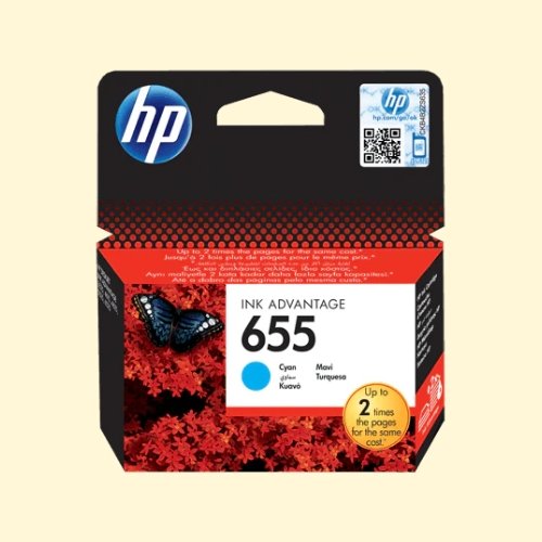 hpti53 HP 655 Cyan Ink Cartridge (CZ110AE) - Image 1