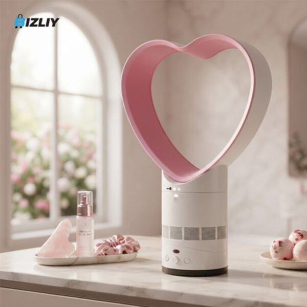 Heart-Shaped Desktop Bladeless Fan with Quiet Airflow
